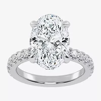 G-H / Vs2-Si1) Womens 1/ CT. T.W. Lab Grown White Diamond 14K Gold Oval Side Stone Engagement Ring