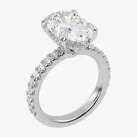 G-H / Vs2-Si1) Womens 1/ CT. T.W. Lab Grown White Diamond 14K Gold Oval Side Stone Engagement Ring