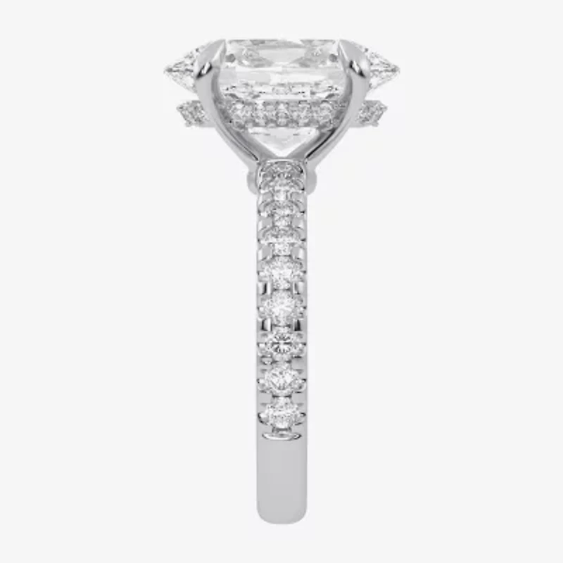 G-H / Vs2-Si1) Womens 1/ CT. T.W. Lab Grown White Diamond 14K Gold Oval Side Stone Engagement Ring