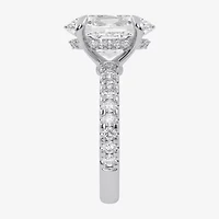 G-H / Vs2-Si1) Womens 1/ CT. T.W. Lab Grown White Diamond 14K Gold Oval Side Stone Engagement Ring