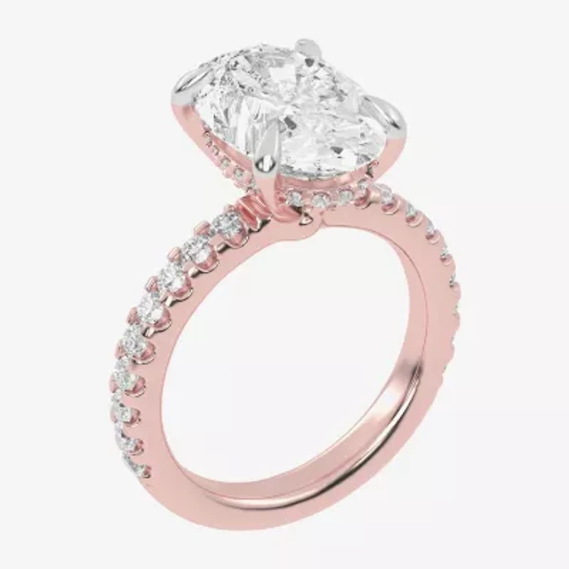 G-H / Vs2-Si1) Womens 1/ CT. T.W. Lab Grown White Diamond 14K Gold Side Stone Engagement Ring