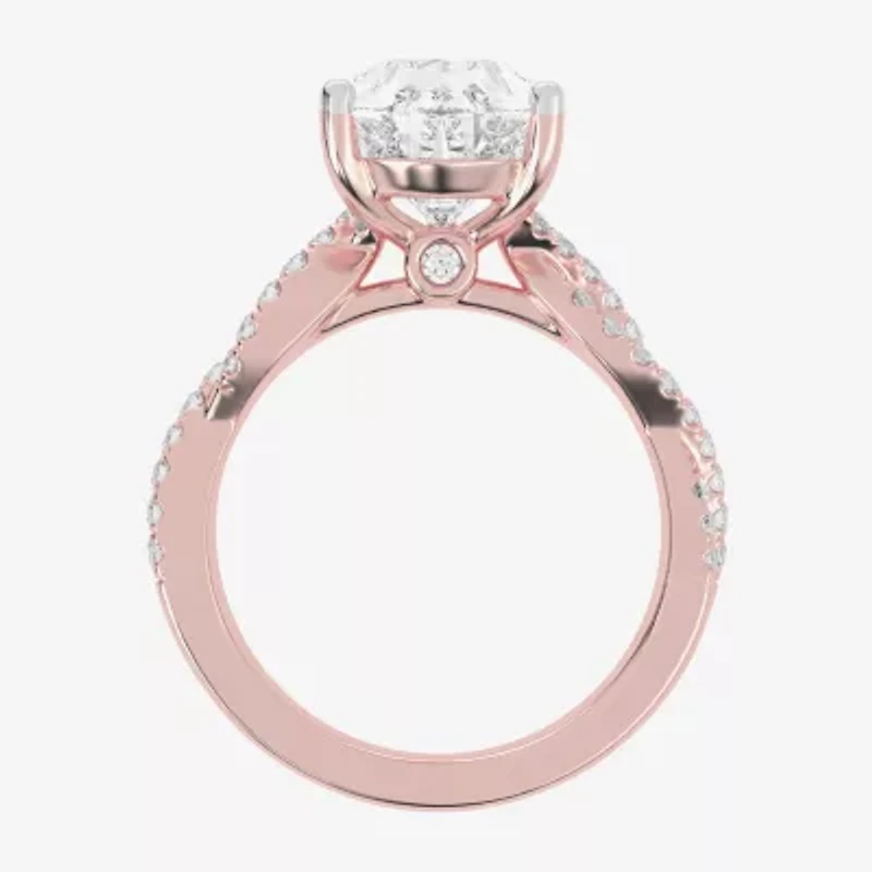 G-H / Vs2-Si1) Womens 1/ CT. T.W. Lab Grown White Diamond 14K Gold Side Stone Engagement Ring