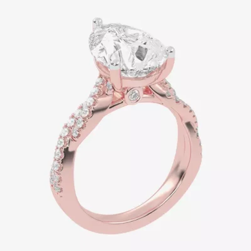 G-H / Vs2-Si1) Womens 1/ CT. T.W. Lab Grown White Diamond 14K Gold Side Stone Engagement Ring