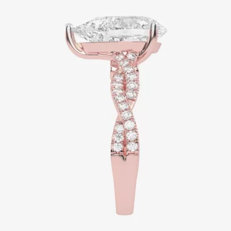 G-H / Vs2-Si1) Womens 1/ CT. T.W. Lab Grown White Diamond 14K Gold Side Stone Engagement Ring