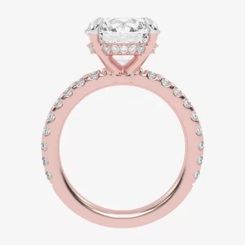 (G-H / Vs2-Si1) Womens 3 1/2 CT. T.W Lab Grown White Diamond 14K Gold Side Stone Engagement Ring