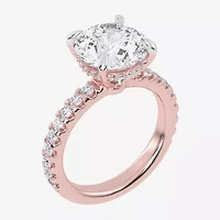 (G-H / Vs2-Si1) Womens 3 1/2 CT. T.W Lab Grown White Diamond 14K Gold Round Side Stone Engagement Ring