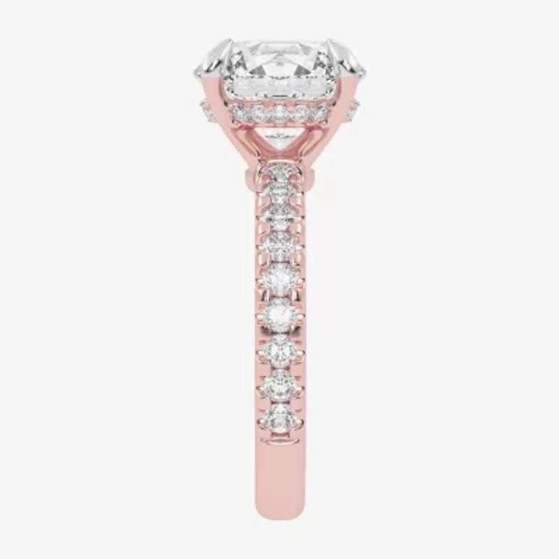 (G-H / Vs2-Si1) Womens 3 1/2 CT. T.W Lab Grown White Diamond 14K Gold Side Stone Engagement Ring