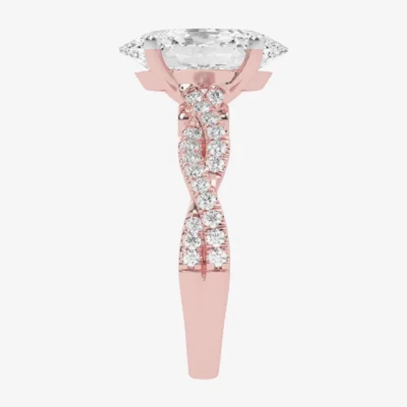 (G-H / Vs2-Si1) Womens 3 1/3 Ct. T.W. Lab Grown White Diamond 14K Gold Side Stone Engagement Ring