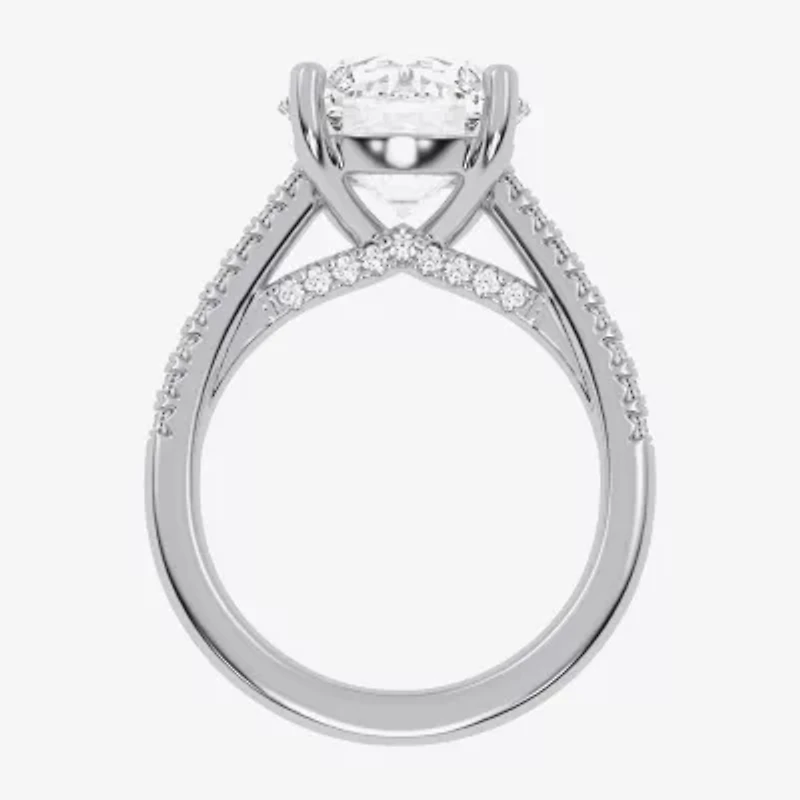 G-H / Vs2-Si1) Womens 1/ CT. T.W. Lab Grown White Diamond 14K Gold Round Side Stone Engagement Ring