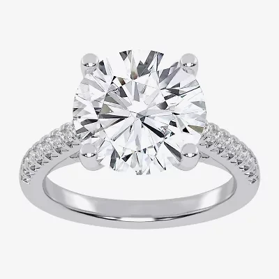 G-H / Vs2-Si1) Womens 1/ CT. T.W. Lab Grown White Diamond 14K Gold Round Side Stone Engagement Ring