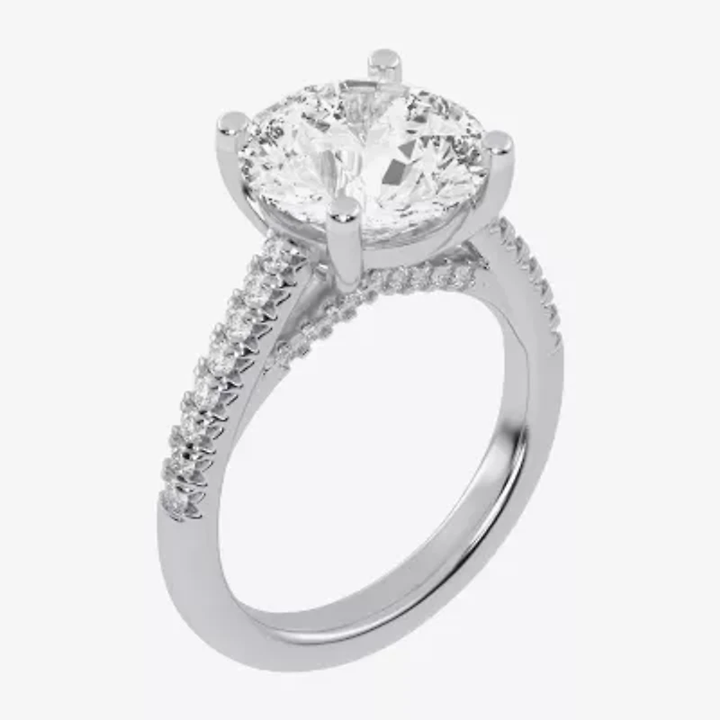 G-H / Vs2-Si1) Womens 1/ CT. T.W. Lab Grown White Diamond 14K Gold Round Side Stone Engagement Ring
