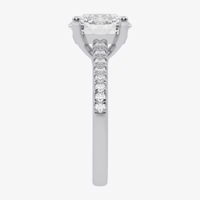 G-H / Vs2-Si1) Womens 1/ CT. T.W. Lab Grown White Diamond 14K Gold Round Side Stone Engagement Ring