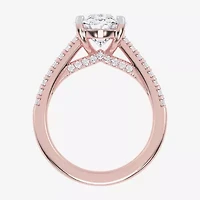 G-H / Vs2-Si1) Womens 1/3 Ct. T.W. Lab Grown White Diamond 14K Gold Oval Side Stone Engagement Ring