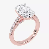 G-H / Vs2-Si1) Womens 1/3 Ct. T.W. Lab Grown White Diamond 14K Gold Oval Side Stone Engagement Ring