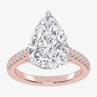 G-H / Vs2-Si1) Womens 1/3 Ct. T.W. Lab Grown White Diamond 14K Gold Pear Side Stone Engagement Ring