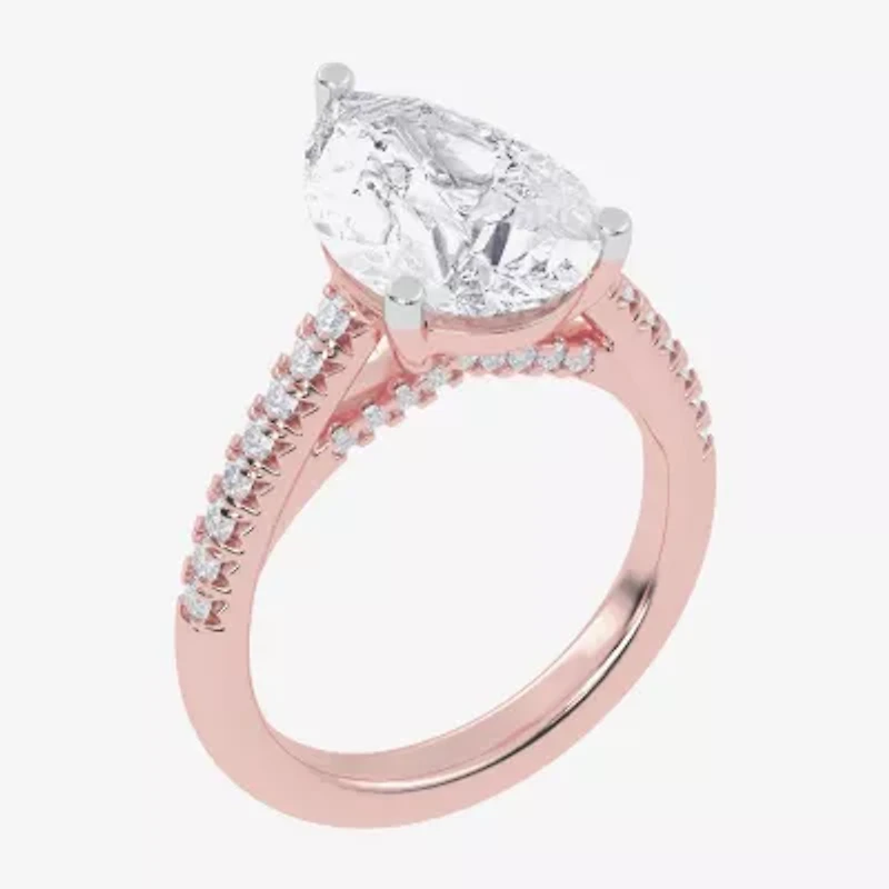 G-H / Vs2-Si1) Womens 1/3 Ct. T.W. Lab Grown White Diamond 14K Gold Pear Side Stone Engagement Ring