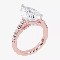 G-H / Vs2-Si1) Womens 1/3 Ct. T.W. Lab Grown White Diamond 14K Gold Pear Side Stone Engagement Ring