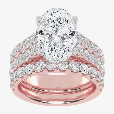 (G-H / Vs2-Si1) Womens 5 CT. T.W. Lab Grown White Diamond 14K Gold Side Stone Bridal Set