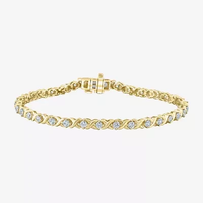 (H / I1) Womens 2 CT. T.W. Lab Grown White Diamond Sterling Silver 7.25 Inch Tennis Bracelet