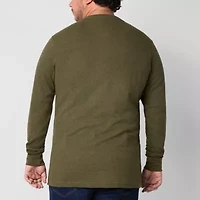 St. John's Bay Waffle Mens Henley Neck Long Sleeve Regular Fit Big and Tall Thermal Top