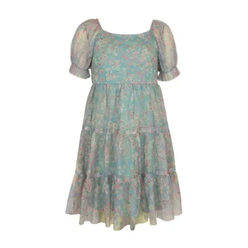 Lilt Big Kid Girls Short Sleeve A-Line Dress