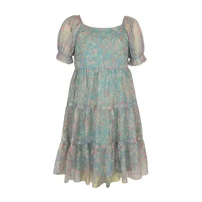 Lilt Big Kid Girls Short Sleeve A-Line Dress