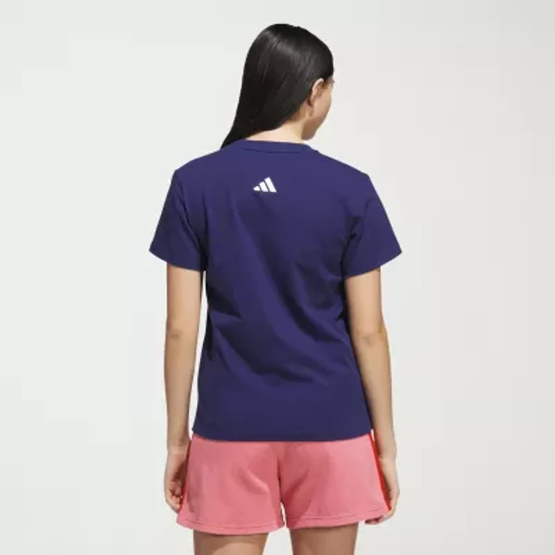 adidas Womens Crew Neck Short Sleeve Regular Fit Graphic T-Shirt