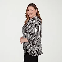Alfred Dunner Business As Usual Womens 3/4 Sleeve Plus Button-Down Shirt