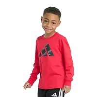 adidas Toddler Boys Crew Neck Long Sleeve Regular Fit Graphic T-Shirt
