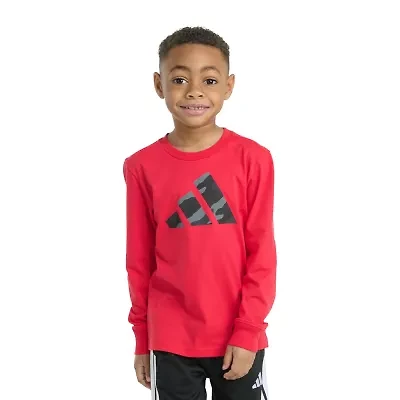 adidas Toddler Boys Crew Neck Long Sleeve Regular Fit Graphic T-Shirt