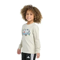 adidas Toddler Boys Crew Neck Long Sleeve Regular Fit Graphic T-Shirt