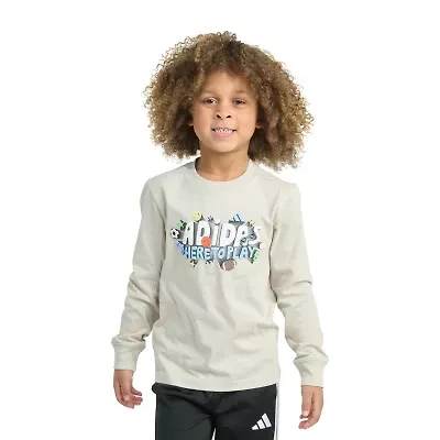 adidas Toddler Boys Crew Neck Long Sleeve Regular Fit Graphic T-Shirt