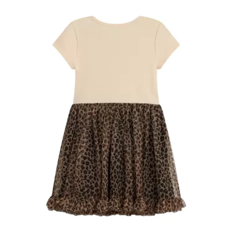 Knit Works Toddler Girls Short Sleeve Cap Cheetah Dress Set