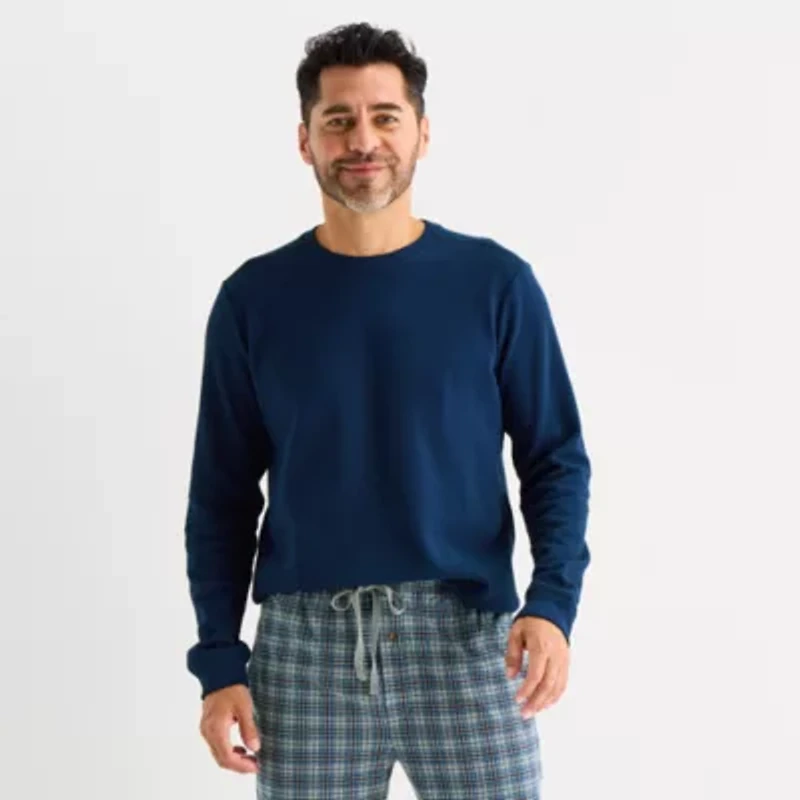 St. John's Bay Mens Waffle Crew Neck Long Sleeve Pajama Top