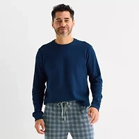 St. John's Bay Mens Waffle Crew Neck Long Sleeve Pajama Top