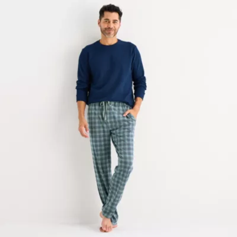 St. John's Bay Mens Waffle Crew Neck Long Sleeve Pajama Top