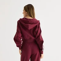 Arizona Womens Hooded Long Sleeve Juniors Quarter-Zip Pullover