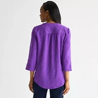 Liz Claiborne Womens Crew Neck 3/4 Sleeve Tunic Top