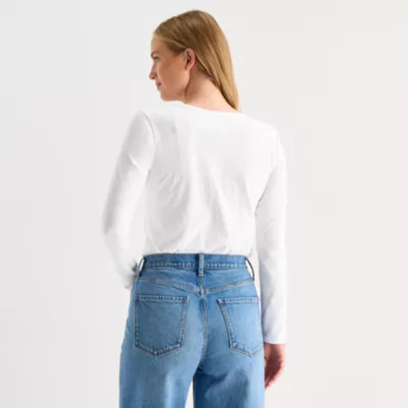 a.n.a Womens V Neck Long Sleeve T-Shirt