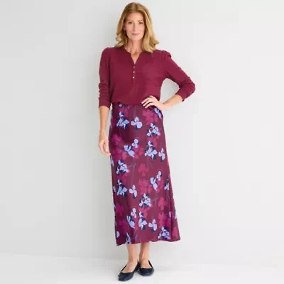 Liz Claiborne Womens Mid Rise Long A-Line Skirt