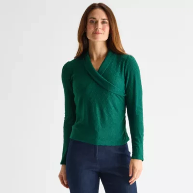 Liz Claiborne Womens Long Sleeve Blouse