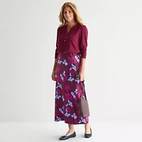 Liz Claiborne Womens Split Crew Neck Long Sleeve Blouse