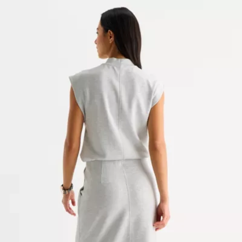 Stylus Womens Mock Neck Sleeveless T-Shirt