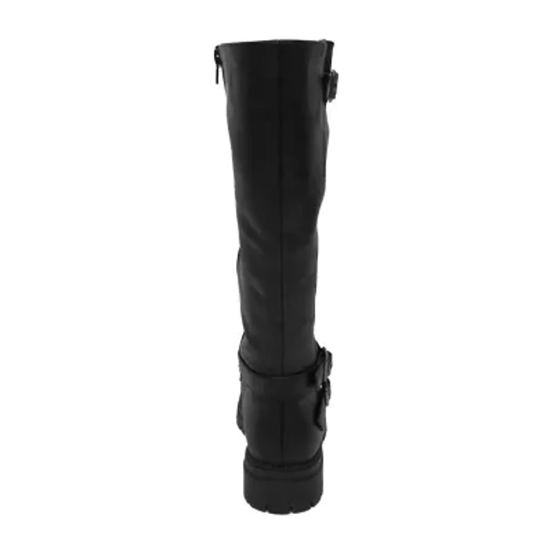 Pop Womens Baldwin Flat Heel Motorcycle Boots