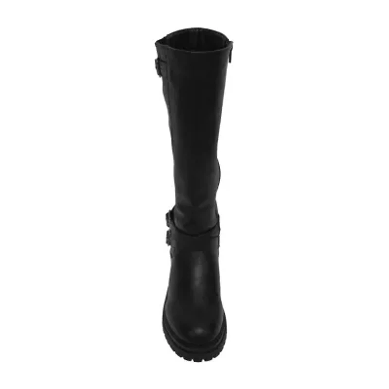 Pop Womens Baldwin Flat Heel Motorcycle Boots