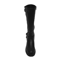Pop Womens Baldwin Flat Heel Motorcycle Boots