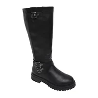Pop Womens Baldwin Flat Heel Motorcycle Boots