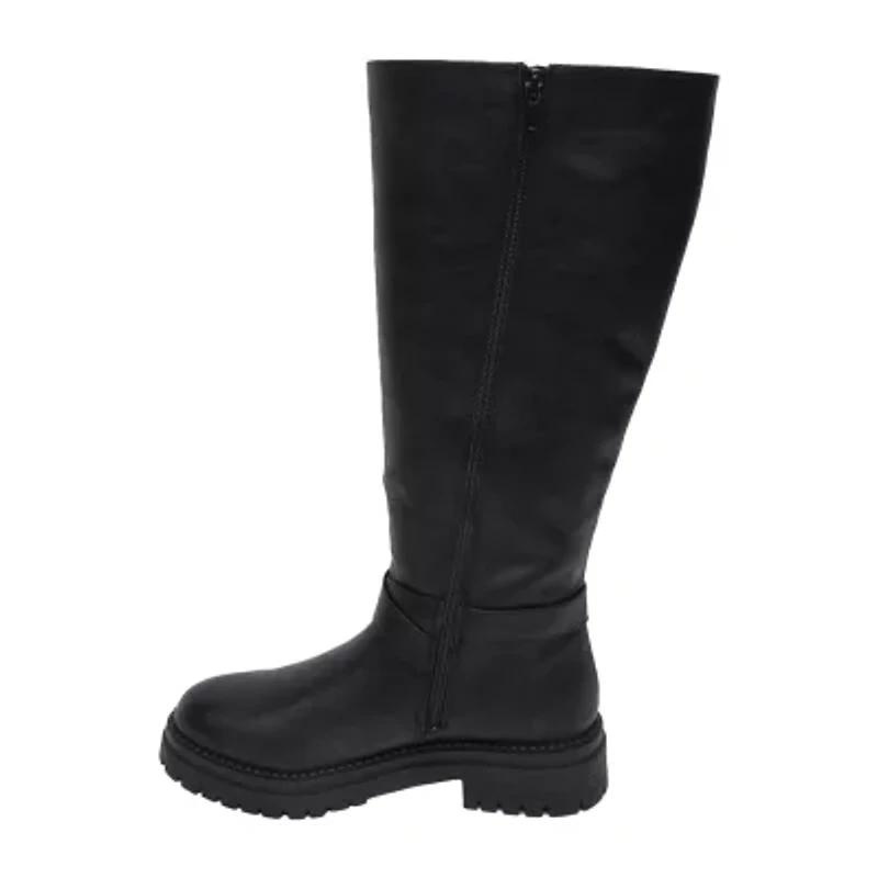 Pop Womens Baldwin Flat Heel Motorcycle Boots
