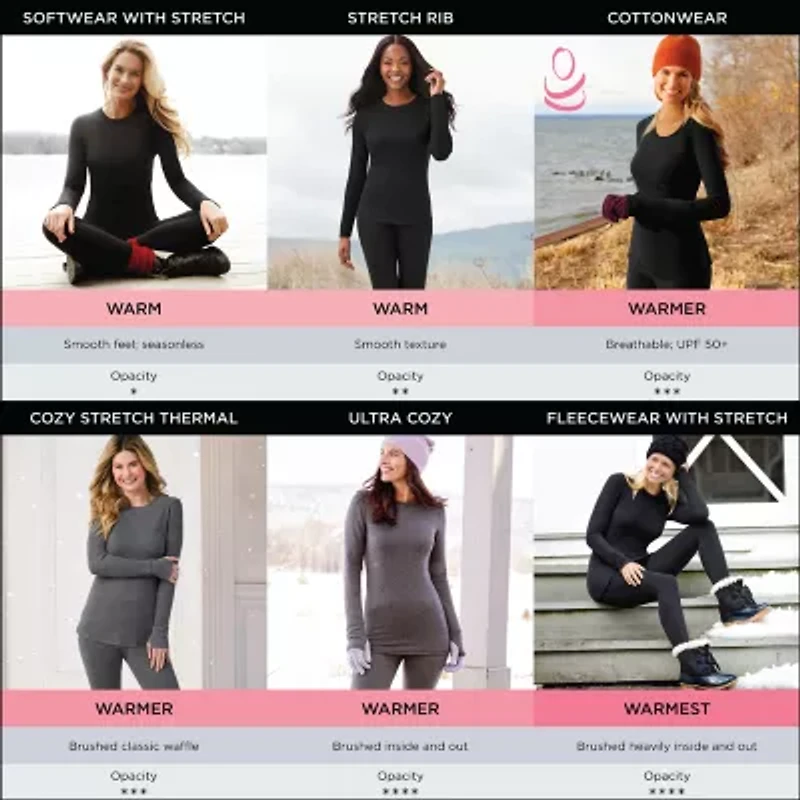 Cuddl Duds Womens Cottonwear Scoop Neck Long Sleeve Thermal Shirt