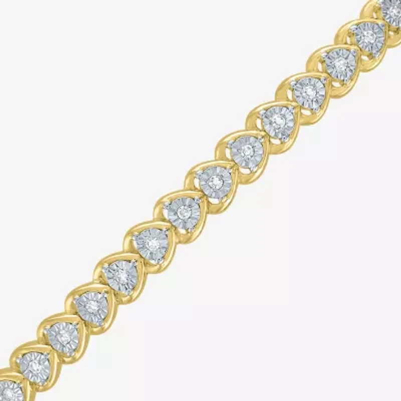 Heart (Gh / Si2 I1) Womens 1/10 CT. T.W. Lab Grown White Diamond 14K Gold Over Silver Sterling Silver Heart Bolo Bracelet